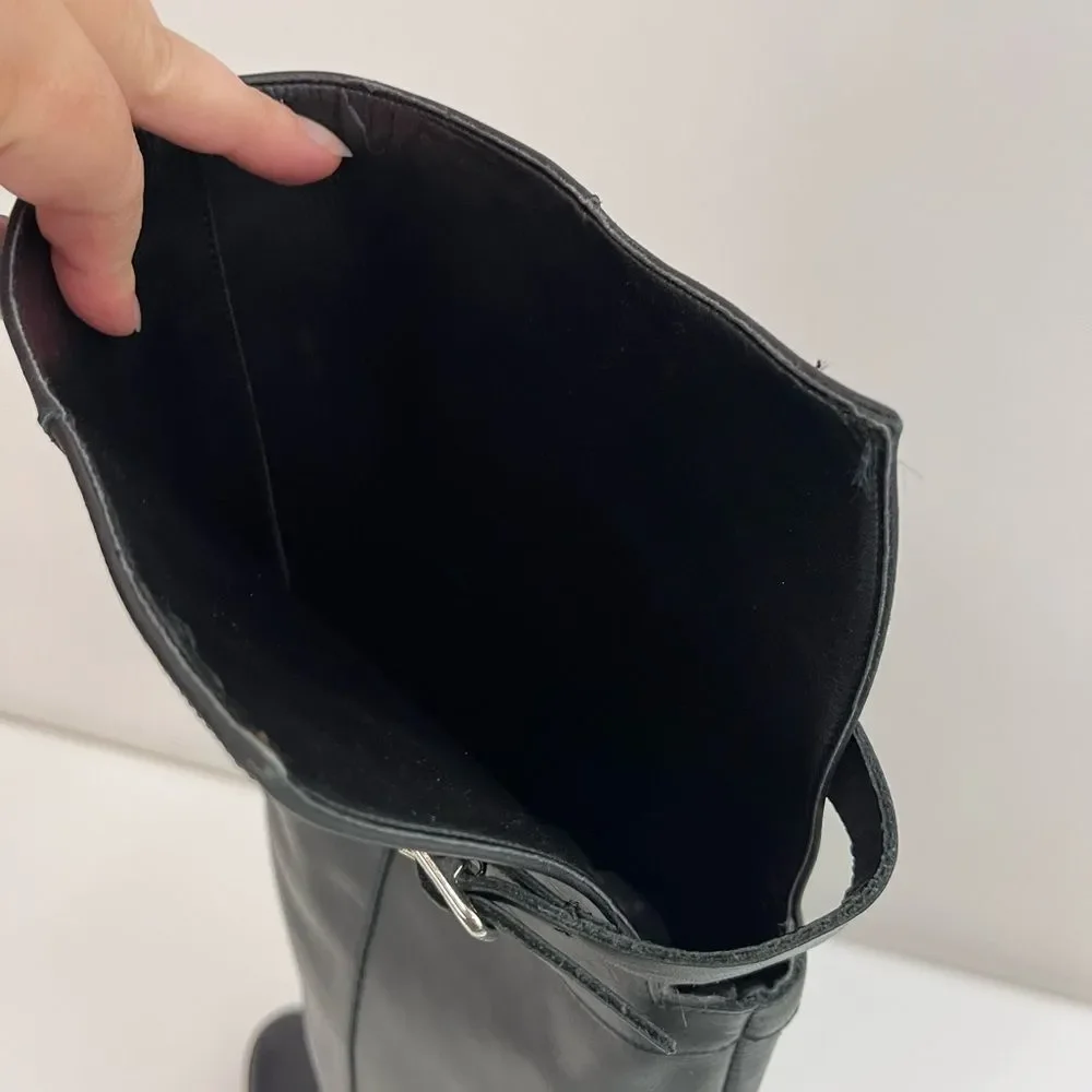 Zara Basics Collection Black Leather Knee High Boots Size 39
